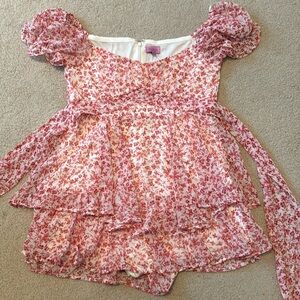 Short White & Red Floral Romper